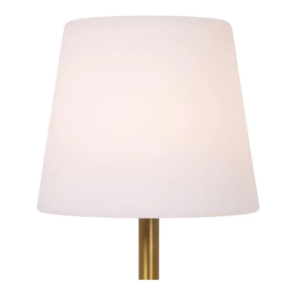 Lucide TYON - Lampe de table Rechargeable Intérieur/Extérieur - Batterie/Piles - Ø 15 cm - LED Dim. - 1x2W 2700K - IP65 - Or Mat / Laiton - détail 3